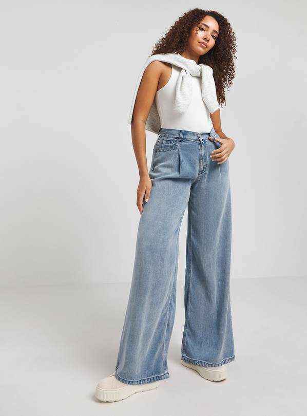 SIMPLY BE Lightweight Pleated Wide Leg Jean 28